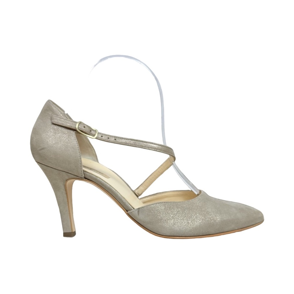 Paul Green Pointy Toe d'Orsay Pump Metallic Taupe Leather Heel Neutral Party